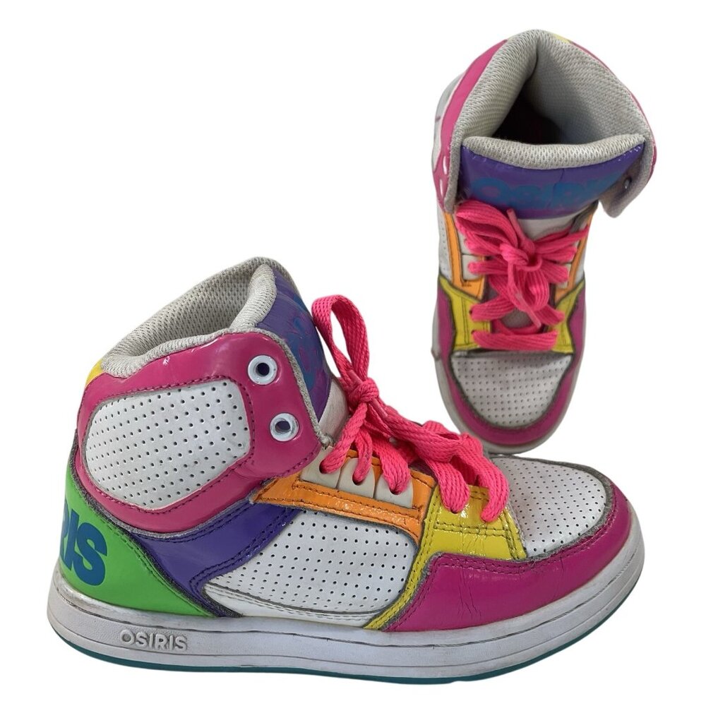 Osiris Skater Shoes Girls 13 White Pink High Top NYC 83 SLM Sneakers 90s Y2K